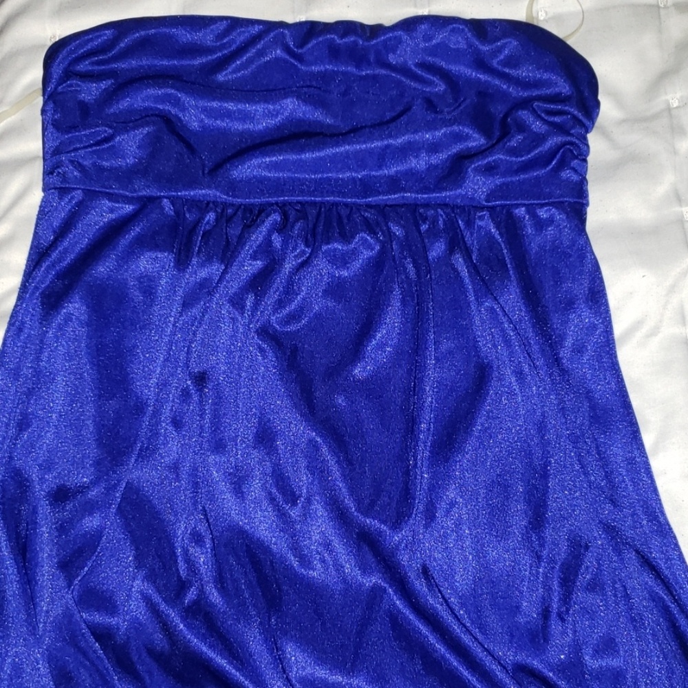 Cobalt blue strapless dress